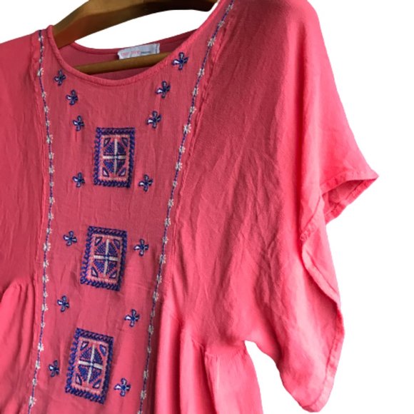 Love Tree Coral Boho Embroidered Blouse Medium - Picture 3 of 11